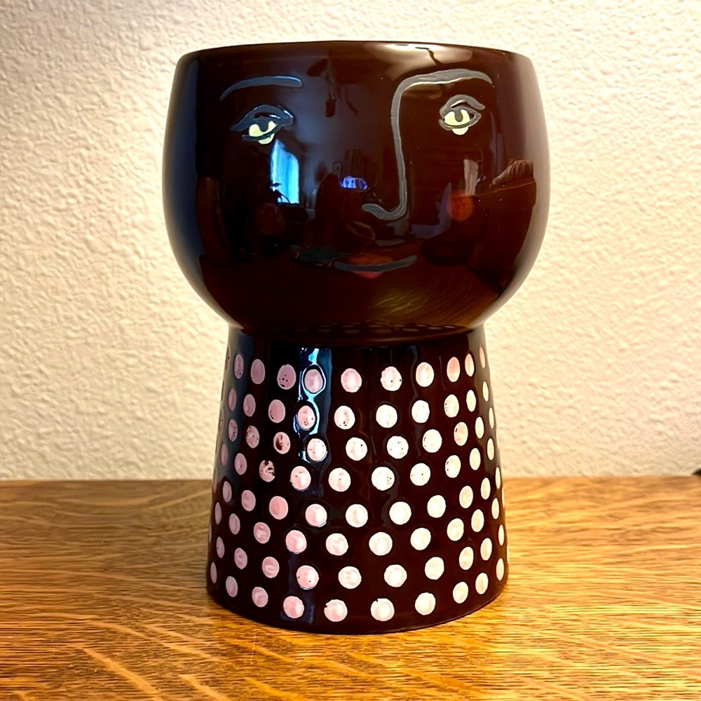 Opalhouse Brown Stoneware Face Head Planter Drainage Hole
